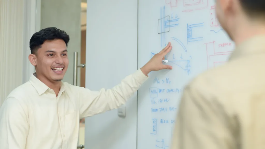 TTW engineer presenting a design in the Jakarta office