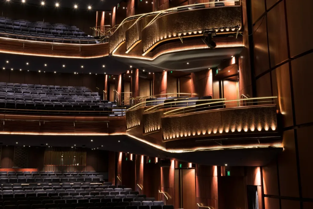 Interior balconies and seating in a modern theatre