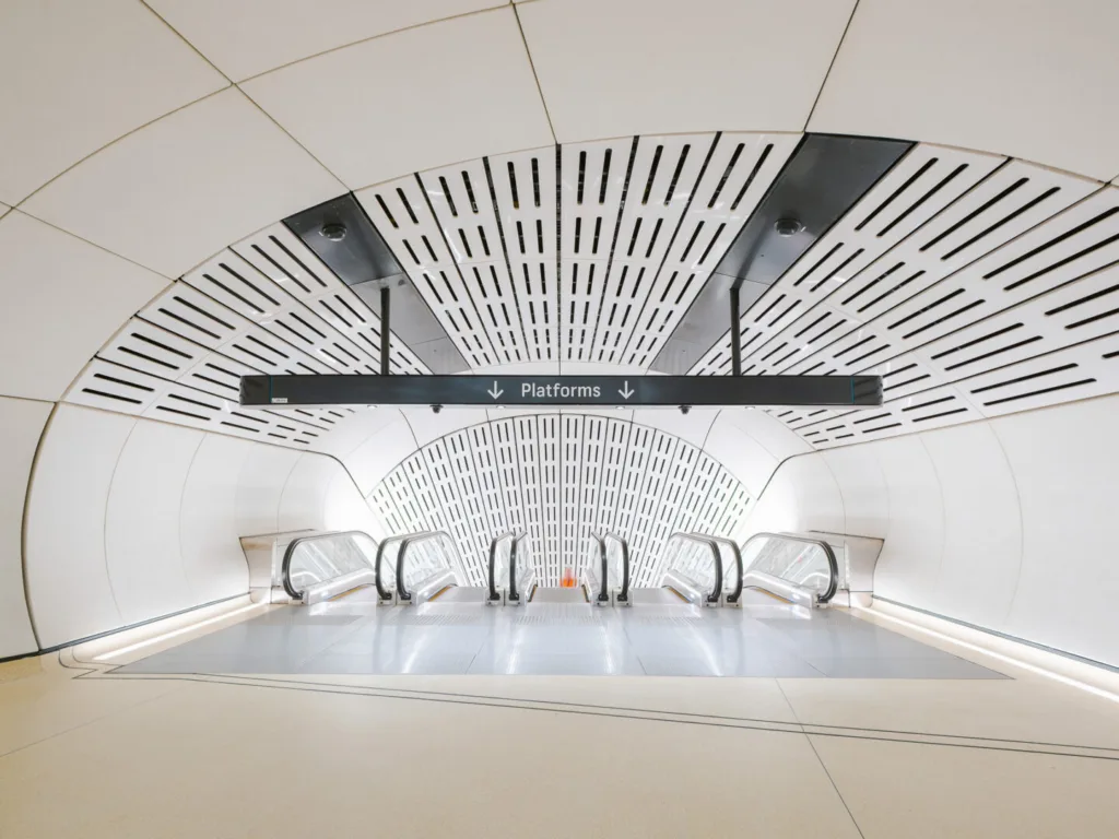 Escalators at Victoria Cross Station